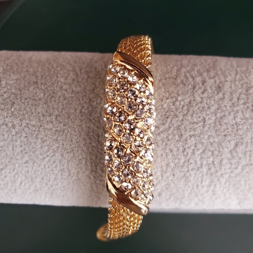 Camrose & Kross JBK Jacqueline Kennedy Gold Tone Mesh Pave Rhinestone Bracelet